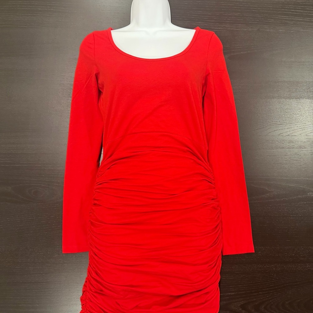 Express Red Ruched Dress